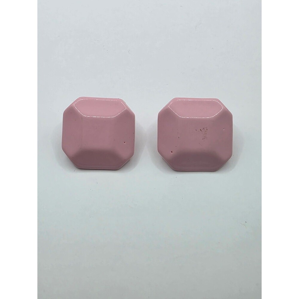 Pink Geometric Vintage Pierced Earrings  1"